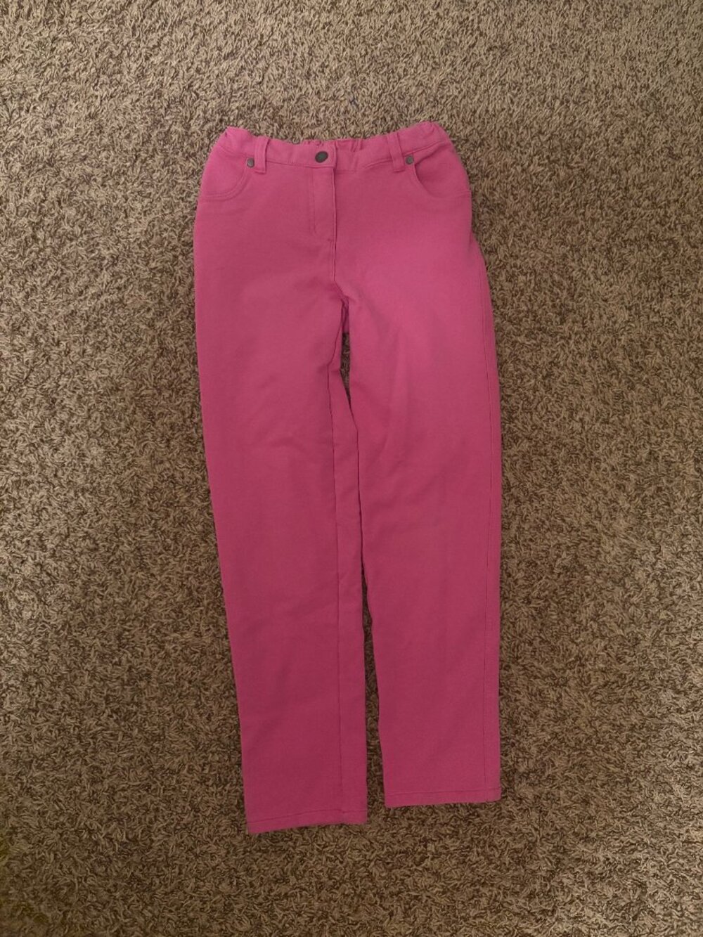Hanna Andersson Not So Skinny Knit Jeans 10 140 CM Vivid Pink Adjustable Waist